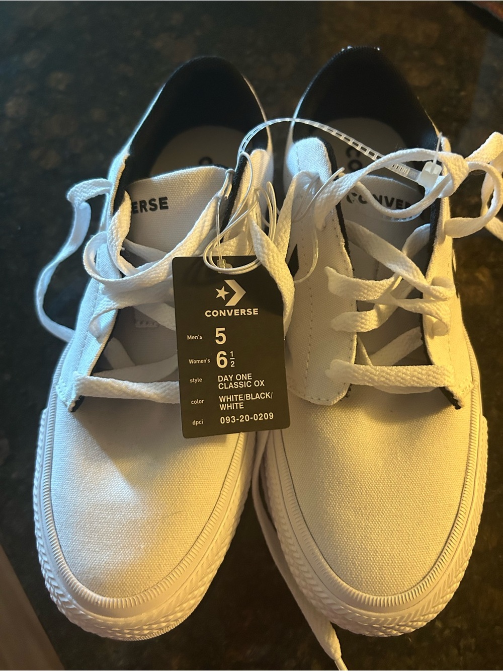 Converse White Canvas Low-Top Sneakers with Black Trim